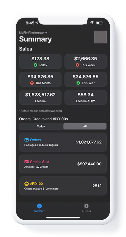 PhotoDay Dashboard on Phone